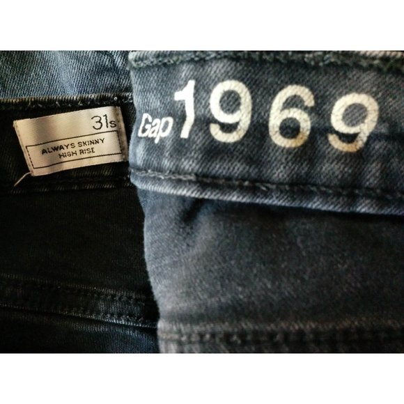 GAP 1969 31/12S Black Wash Distressed Always Skinny High Rise Jeans 26" inseam - Picture 2 of 7